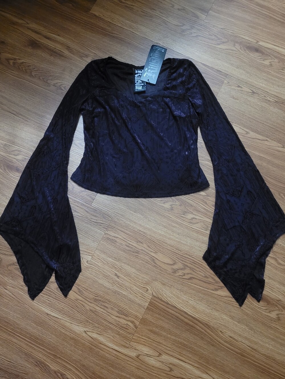 Killstar Seraphena top L velvet bell sleeve goth vampire witchy metal